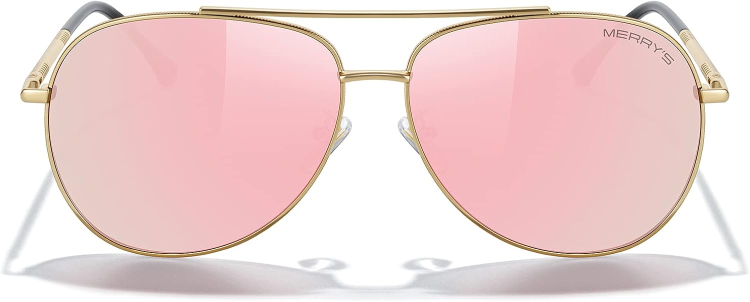 Солнцезащитные очки-авиаторы MERRY'S для женщин и мужчин, с поляризованными зеркальными линзами и футляром - поляризованные очки для вождения, 60 мм, Gold Frame/Pink Mirror Lens
Солнцезащитные очки-авиаторы MERRY'S для женщин и мужчин, с поляризованными зеркальными линзами и футляром - поляризованные очки для вождения, 60 мм, Gold Frame/Pink Mirror Lens