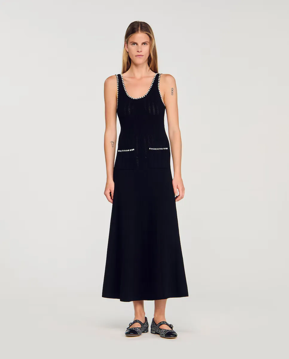 Длинное платье с камнями Sandro, черный
Длинное платье с камнями Sandro, черный