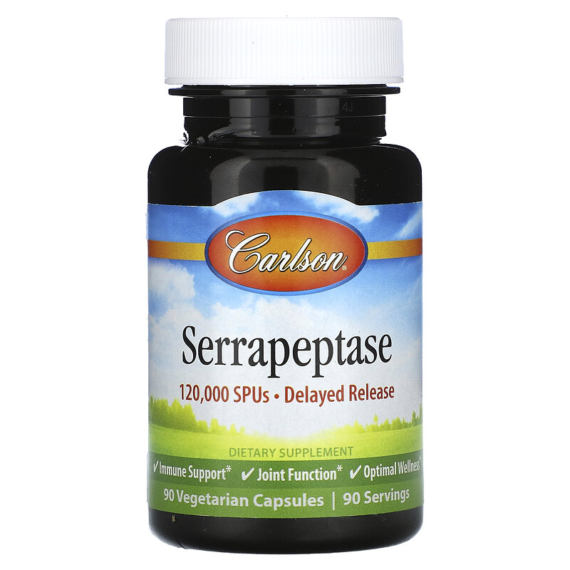 Carlson, Серрапептаза, замедленное высвобождение, 120 000 SPU, 90 вегетарианских капсул
Carlson, Серрапептаза, замедленное высвобождение, 120 000 SPU, 90 вегетарианских капсул