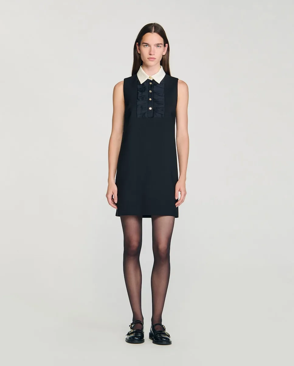 Короткое платье с контрастным воротником Sandro, черный/белый
Короткое платье с контрастным воротником Sandro, черный/белый