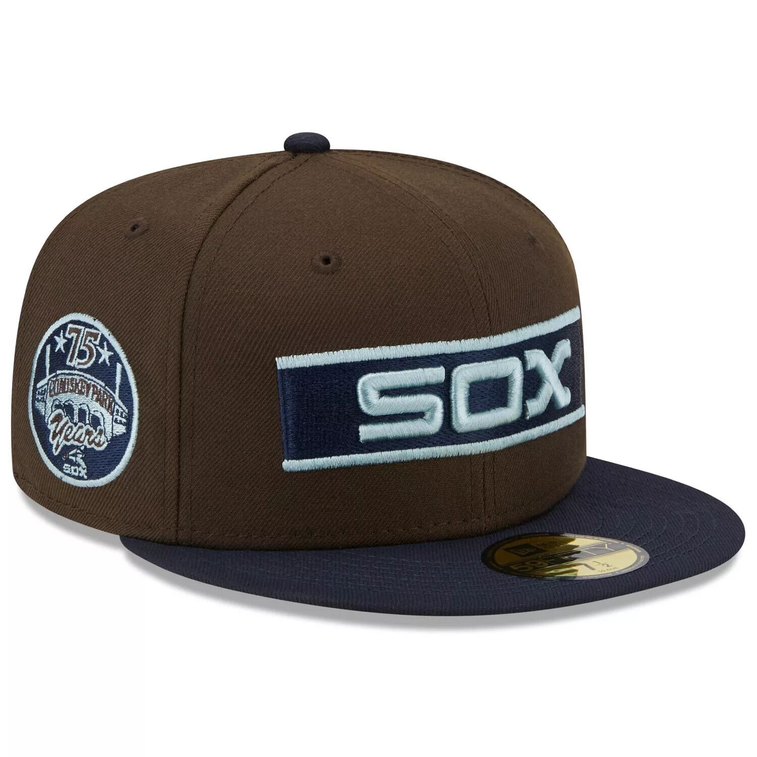 Мужская шляпа New Era коричневая/темно-синяя Chicago White Sox Comiskey Park 75th Anniversary Walnut 9FIFTY Облегающая шляпа 
Мужская шляпа New Era коричневая/темно-синяя Chicago White Sox Comiskey Park 75th Anniversary Walnut 9FIFTY Облегающая шляпа