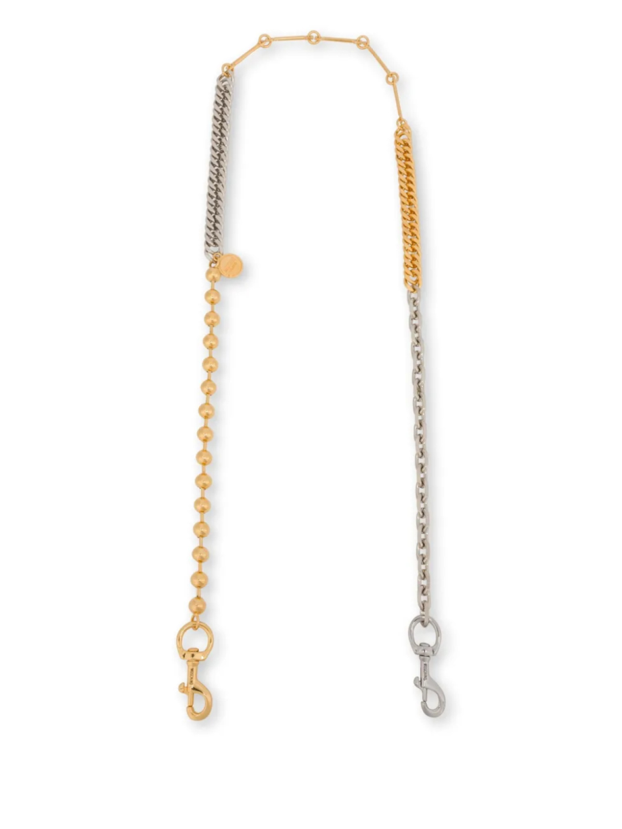Двухцветный ремешок-цепочка для сумки Moschino, золотой
Двухцветный ремешок-цепочка для сумки Moschino, золотой