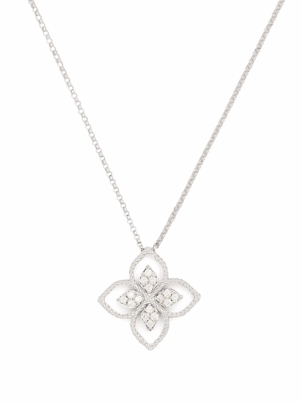 Колье Princess Flower из белого золота с бриллиантами Roberto Coin, серебяный
Колье Princess Flower из белого золота с бриллиантами Roberto Coin, серебяный