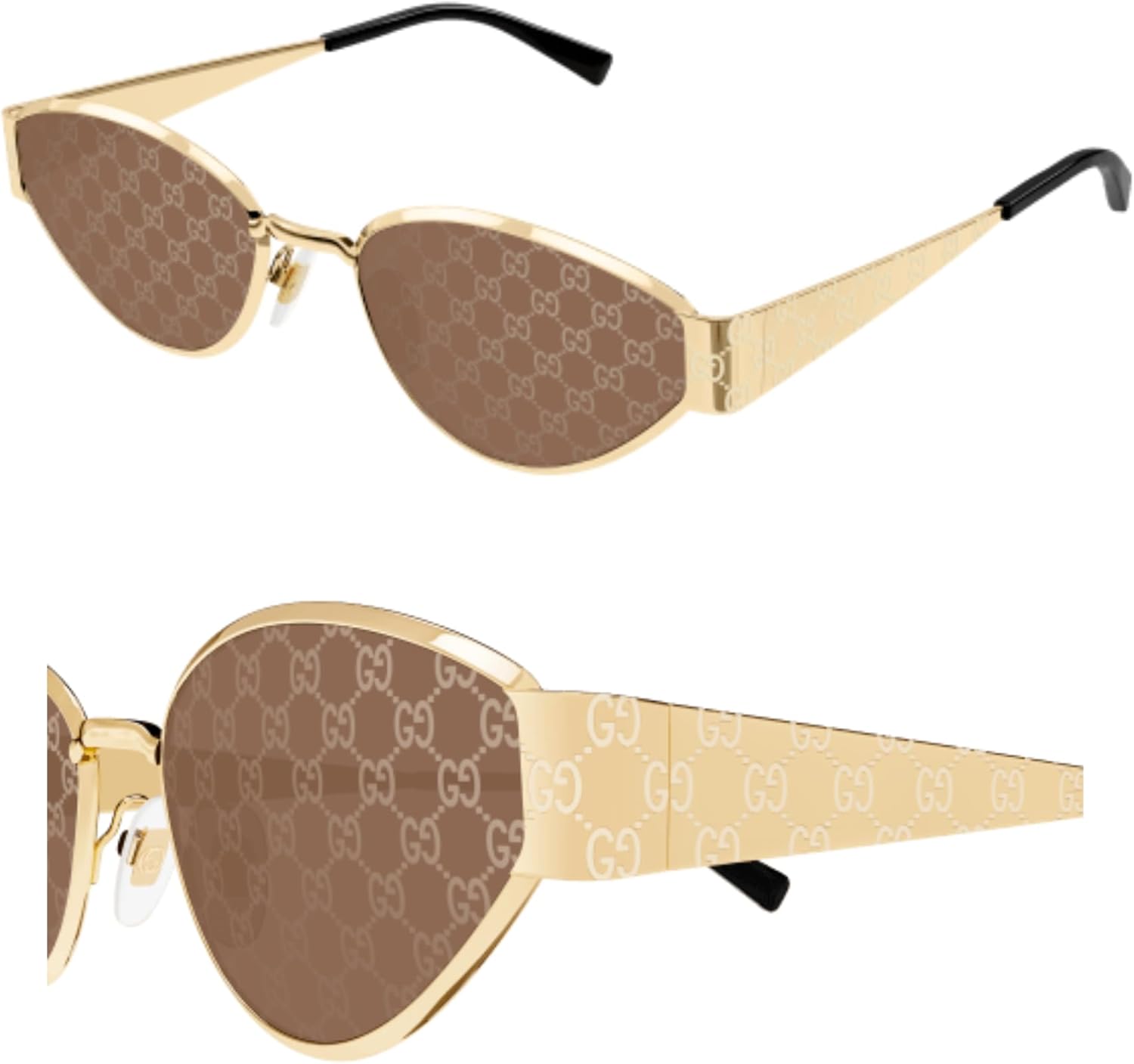Солнцезащитные очки Gucci GG1853S с монограммой GG, нанесенной лазером, и линзами Guccissima миндалевидной формы, в комплекте с роскошным набором для очков, Gold Frame | Brown Lens
Солнцезащитные очки Gucci GG1853S с монограммой GG, нанесенной лазером, и линзами Guccissima миндалевидной формы, в комплекте с роскошным набором для очков, Gold Frame | Brown Lens