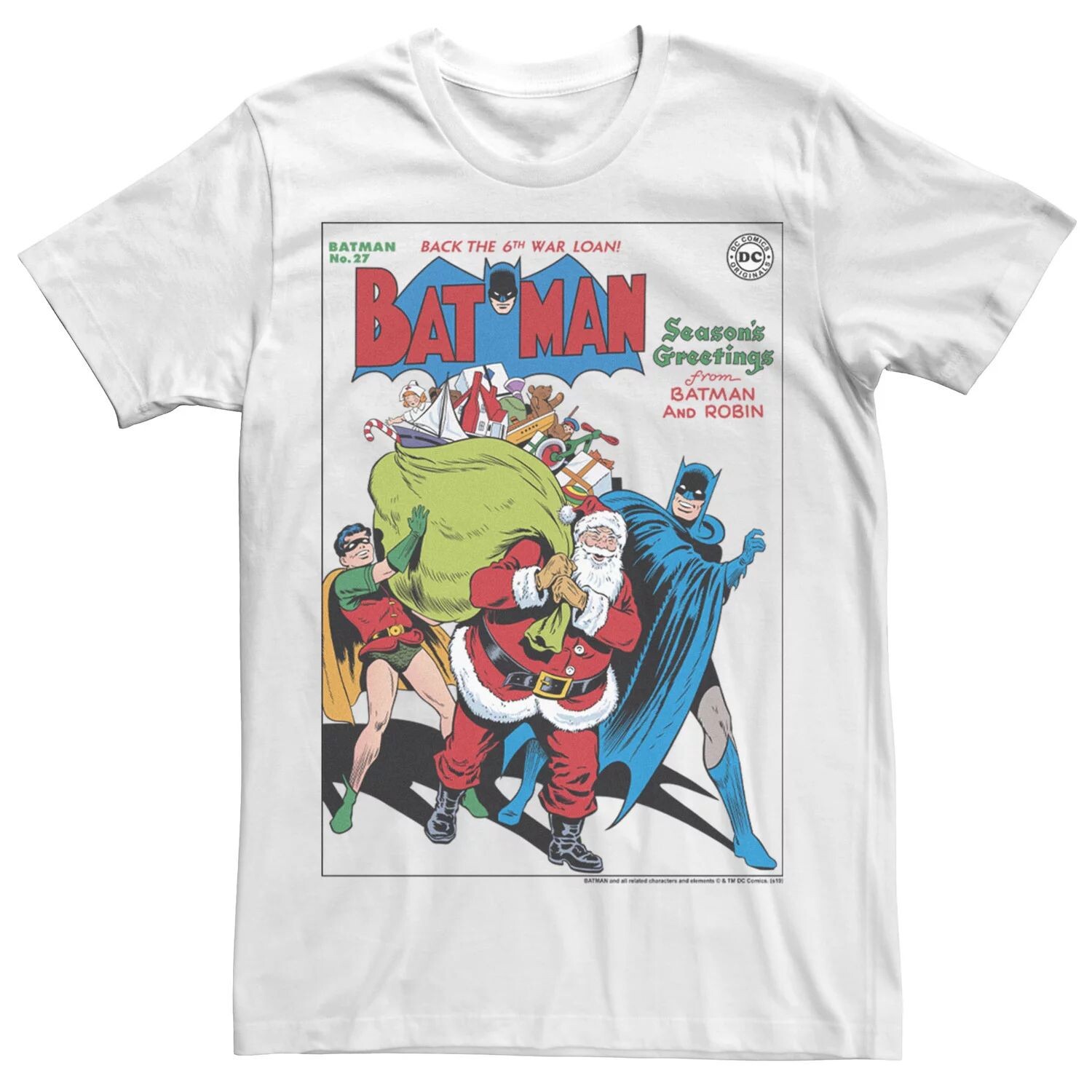 Мужская рождественская футболка Seasons с поздравлением от Бэтмена и Робина DC Comics, белый
Мужская рождественская футболка Seasons с поздравлением от Бэтмена и Робина DC Comics, белый