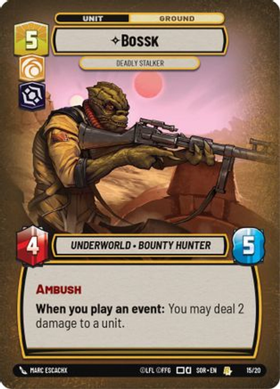 Карточная игра Bossk - Deadly Stalker (15/20) - Weekly Play Promos 
Карточная игра Bossk - Deadly Stalker (15/20) - Weekly Play Promos