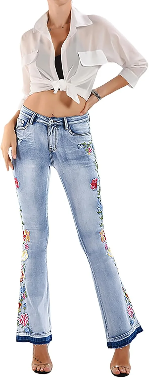 Женские джинсы-клеш с цветочной вышивкой TOSHIKII
Женские джинсы-клеш с цветочной вышивкой TOSHIKII