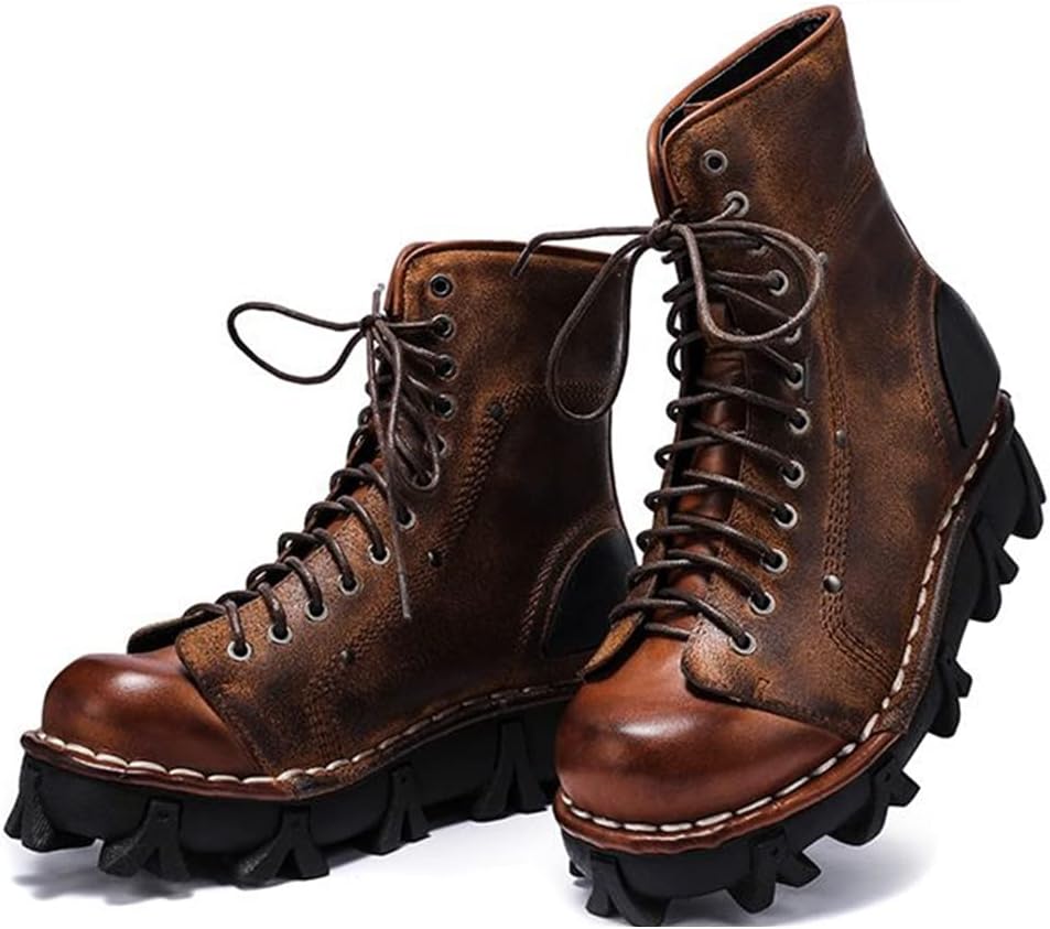 Мужские ботинки с круглым носком, низким каблуком и шнуровкой, армейские короткие ботильоны, модные панк-винтажные кожаные туфли Hfuhlk, коричневый
Мужские ботинки с круглым носком, низким каблуком и шнуровкой, армейские короткие ботильоны, модные панк-винтажные кожаные туфли Hfuhlk, коричневый