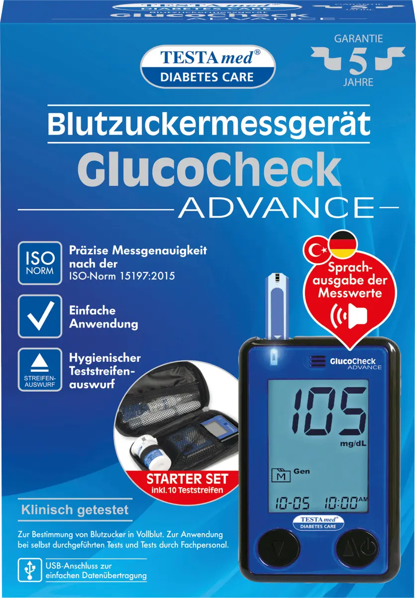 Глюкометр GlucoCheck ADVANCE с голосовым выводом 1 шт. Testa med
Глюкометр GlucoCheck ADVANCE с голосовым выводом 1 шт. Testa med