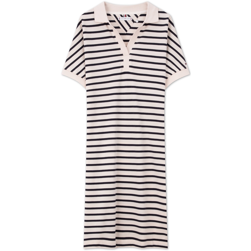 Tommy Hilfiger Женское платье с коротким рукавом, бежево-бело-черная полоска
Tommy Hilfiger Женское платье с коротким рукавом, бежево-бело-черная полоска