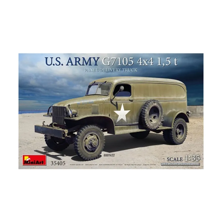 G7105 4x4 1,5-тонный панельный фургон, WWII Military Miniatures Series (1:35) (MiniArt Models)
G7105 4x4 1,5-тонный панельный фургон, WWII Military Miniatures Series (1:35) (MiniArt Models)