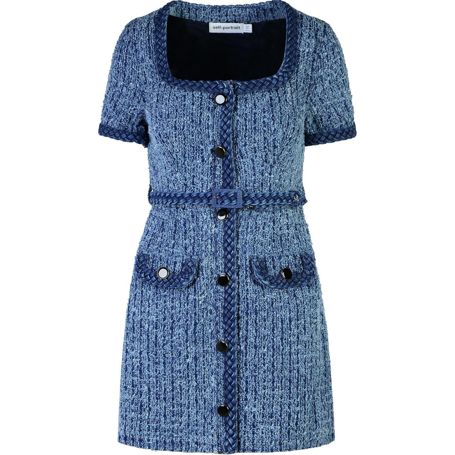 Короткое джинсовое мини-платье с короткими рукавами Self-portrait, синий
Короткое джинсовое мини-платье с короткими рукавами Self-portrait, синий