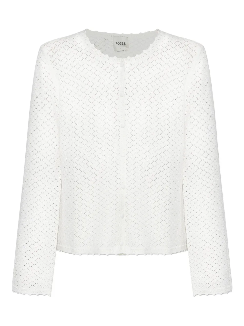 Кардиган с пуговицами, связанный крючком Posse, белый
Кардиган с пуговицами, связанный крючком Posse, белый