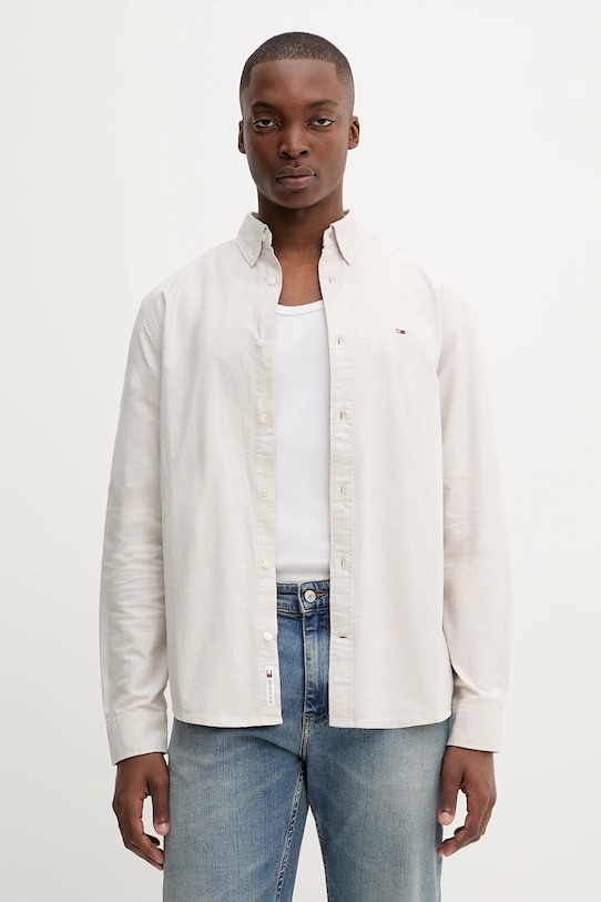 Хлопковая рубашка Tommy Jeans, бежевый 
Хлопковая рубашка Tommy Jeans, бежевый