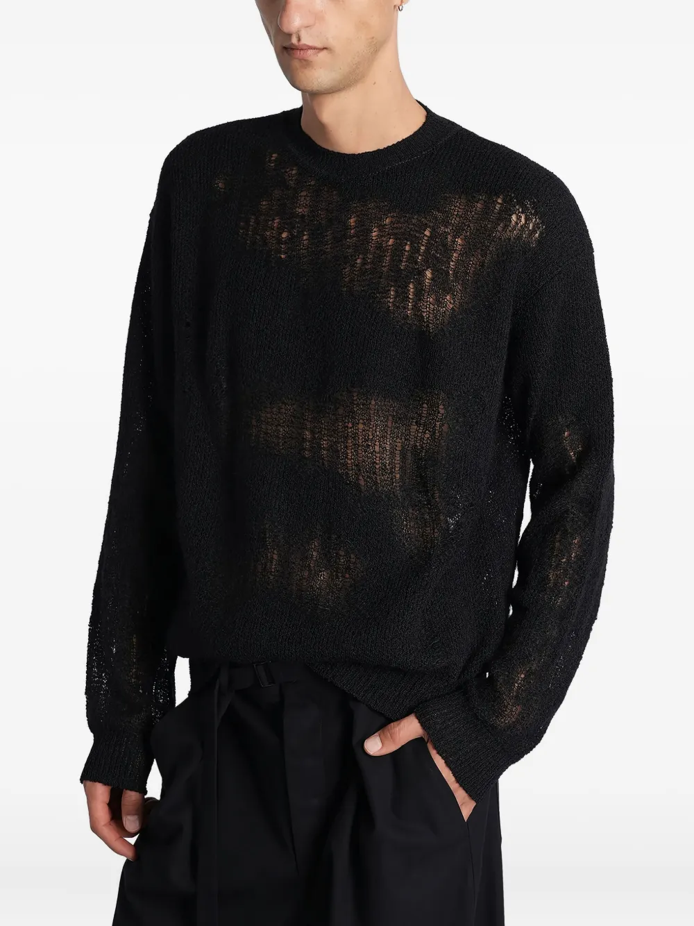 Свитер из трикотажа с эффектом потертости Ann Demeulemeester, черный
Свитер из трикотажа с эффектом потертости Ann Demeulemeester, черный