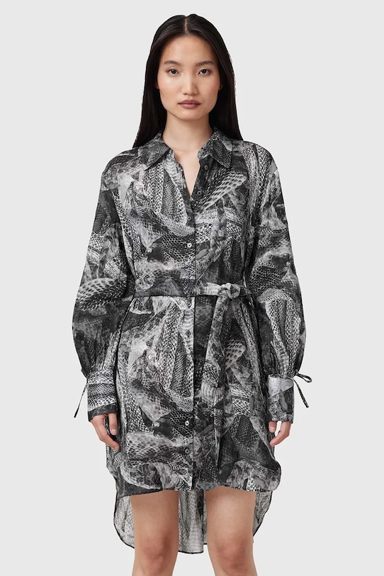 Платье с добавлением шелка LEYLA Allsaints, серый 
Платье с добавлением шелка LEYLA Allsaints, серый