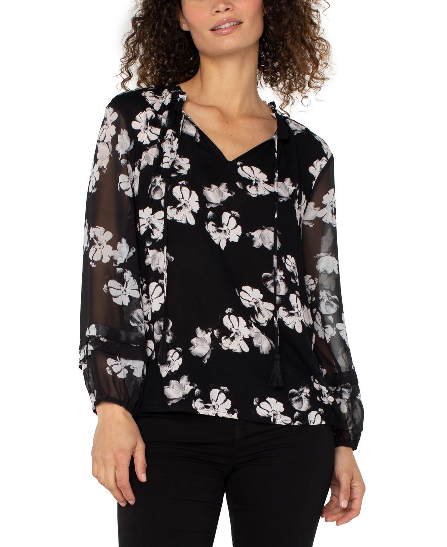 Женская блузка с длинными рукавами и сборками из тканого материала Liverpool Los Angeles, Black/white Floral
Женская блузка с длинными рукавами и сборками из тканого материала Liverpool Los Angeles, Black/white Floral