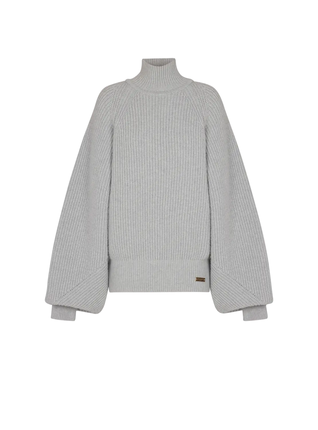 Вязаный джемпер в рубчик с высоким воротником Balmain, серый
Вязаный джемпер в рубчик с высоким воротником Balmain, серый