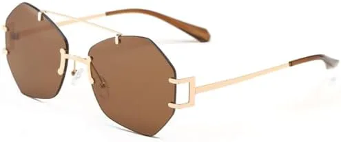 Солнцезащитные очки без оправы с многоугольными металлическими линзами и двойным оправом для женщин и мужчин, защита от ультрафиолета UV400 MTZJH, Gold Tea
Солнцезащитные очки без оправы с многоугольными металлическими линзами и двойным оправом для женщин и мужчин, защита от ультрафиолета UV400 MTZJH, Gold Tea