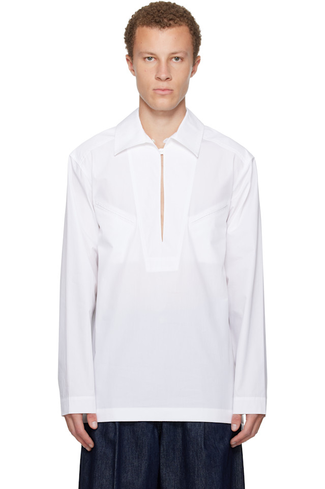 Рубашка с вырезом-капелькой Dries Van Noten, белый
Рубашка с вырезом-капелькой Dries Van Noten, белый