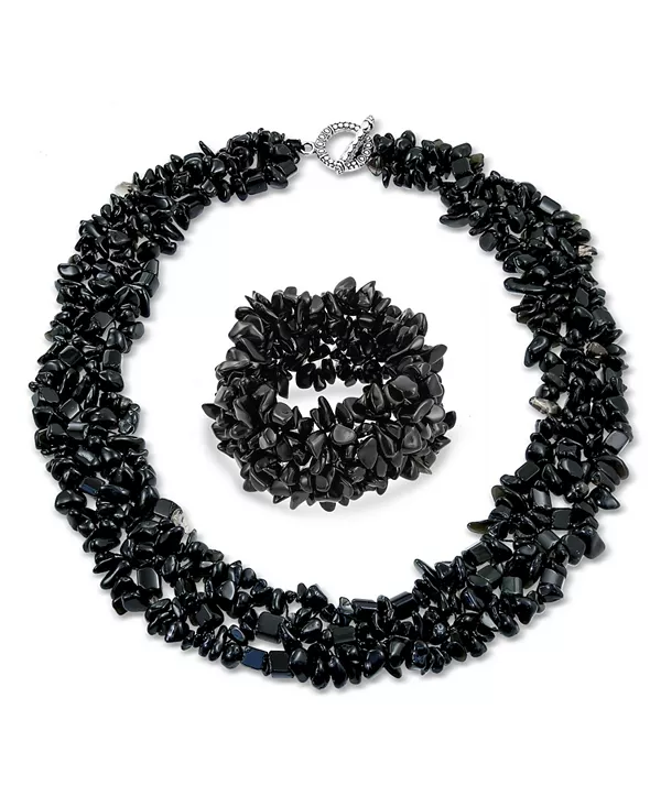 Комплект из ожерелья-воротника и эластичного браслета с крупными кластерами натуральных камней Bling Jewelry, black
Комплект из ожерелья-воротника и эластичного браслета с крупными кластерами натуральных камней Bling Jewelry, black