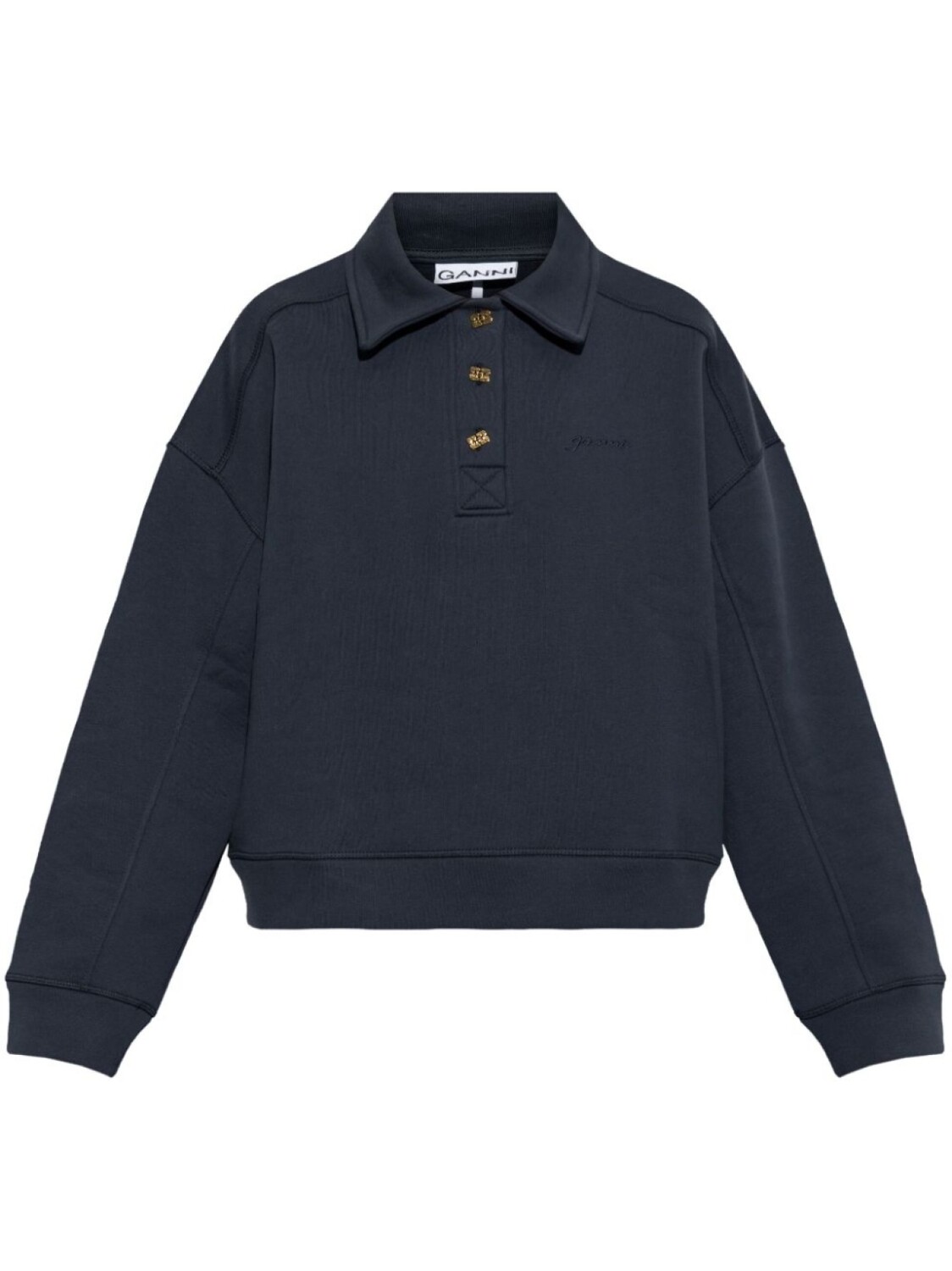 Толстовка с вышитым логотипом GANNI, синий
Толстовка с вышитым логотипом GANNI, синий