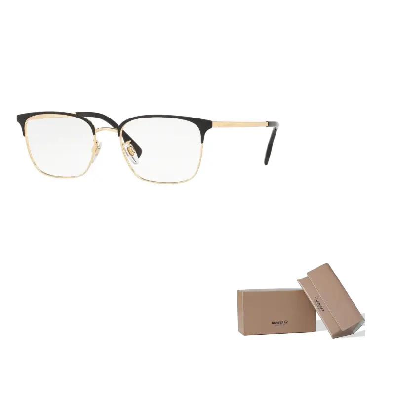 Burberry Мужская оправа для очков квадратная из сплава черная с золотом, Black Gold