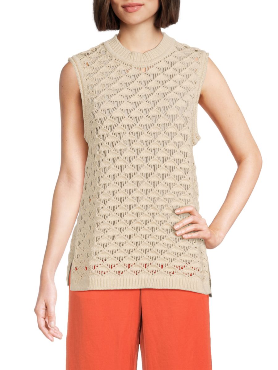 Жилет с открытой вязкой Theory, белый 
Жилет с открытой вязкой Theory, белый