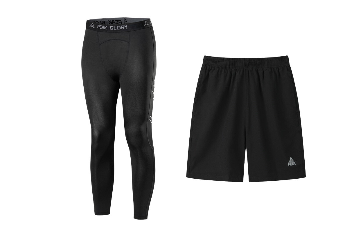 Спортивные брюки унисекс PEAK, Черные леггинсы + спортивные шорты
Спортивные брюки унисекс PEAK, Черные леггинсы + спортивные шорты