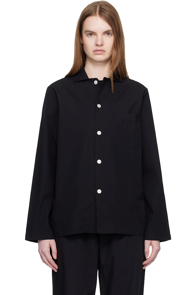 Tekla Черная пижамная рубашка с длинными рукавами из поплина
Tekla Черная пижамная рубашка с длинными рукавами из поплина