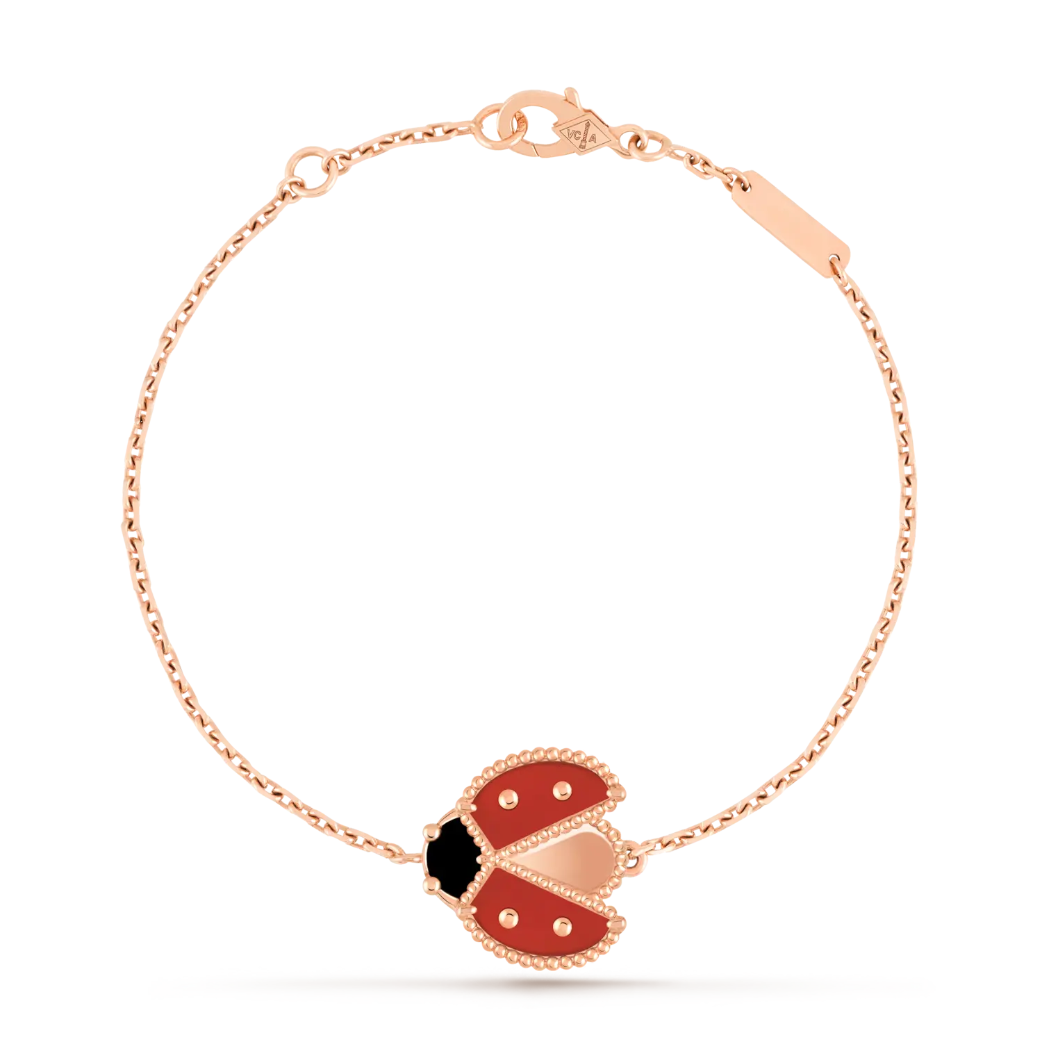 Браслет Van Cleef & Arpels Lucky Spring, божья коровка с раскрытыми крыльями, 18-ct розовое золото, сердолик, оникс
Браслет Van Cleef & Arpels Lucky Spring, божья коровка с раскрытыми крыльями, 18-ct розовое золото, сердолик, оникс