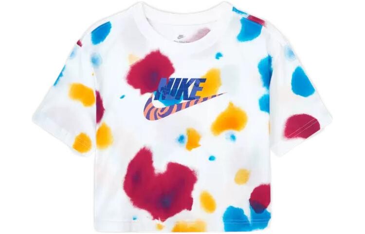 Женская укороченная футболка с круглым вырезом и принтом логотипа, белая Nike
Женская укороченная футболка с круглым вырезом и принтом логотипа, белая Nike