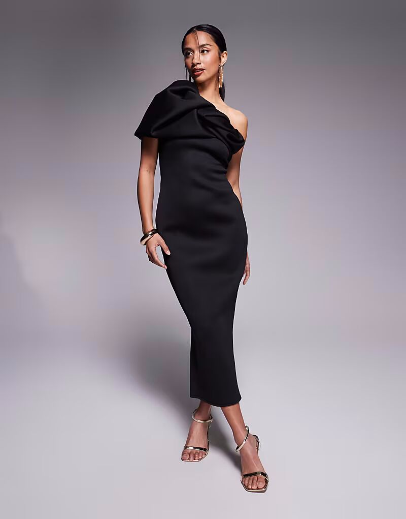 Платье-бандо миди с пышными рукавами и структурированным кроем ASOS DESIGN Petite черного цвета ASOS Petite 
Платье-бандо миди с пышными рукавами и структурированным кроем ASOS DESIGN Petite черного цвета ASOS Petite