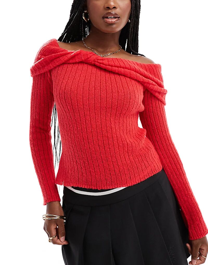 Джемпер трикотажный Bardot Twist красного цвета In The Style
Джемпер трикотажный Bardot Twist красного цвета In The Style