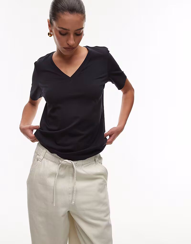 Футболка ARKET из эластичного джерси с V-образным вырезом темно-синего цвета
Футболка ARKET из эластичного джерси с V-образным вырезом темно-синего цвета