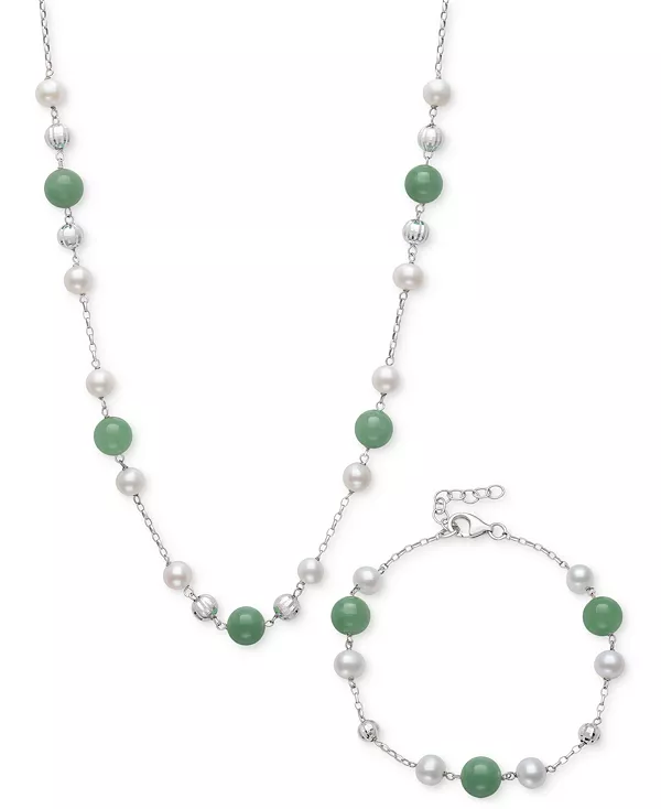 Комплект из 2 ожерелья и браслета из окрашенного зеленого нефрита и культивированного пресноводного жемчуга (6-7 мм) из стерлингового серебра Macy'S, jade
Комплект из 2 ожерелья и браслета из окрашенного зеленого нефрита и культивированного пресноводного жемчуга (6-7 мм) из стерлингового серебра Macy'S, jade