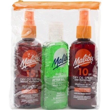 Sun Travel Essentials Сухие масляные спреи и успокаивающий гель после загара с алоэ вера, средней защиты, водостойкий, SPF 10 и 15, 3 x 100 мл — упаковка из 3 шт., Malibu
Sun Travel Essentials Сухие масляные спреи и успокаивающий гель после загара с алоэ вера, средней защиты, водостойкий, SPF 10 и 15, 3 x 100 мл — упаковка из 3 шт., Malibu