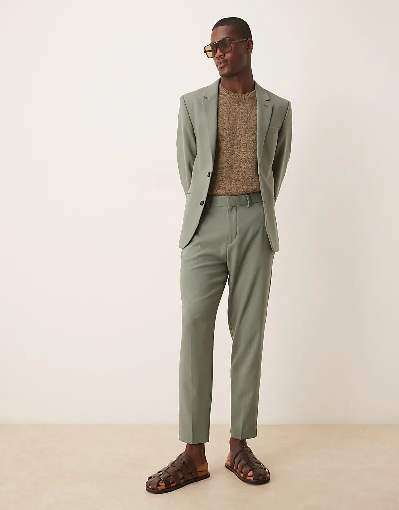 Зауженные брюки ASOS DESIGN из зеленого твила 
Зауженные брюки ASOS DESIGN из зеленого твила
