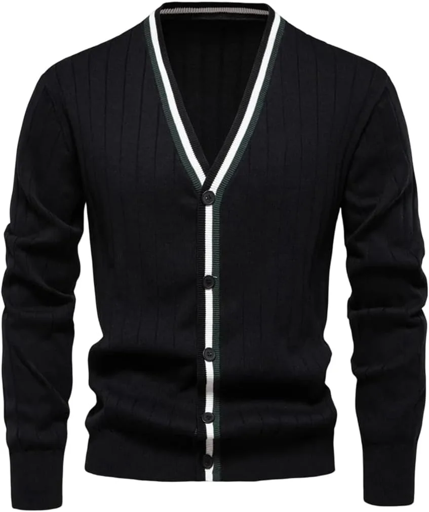 Мужской кардиган из хлопка с V-образным вырезом на пуговицах
Мужской кардиган из хлопка с V-образным вырезом на пуговицах