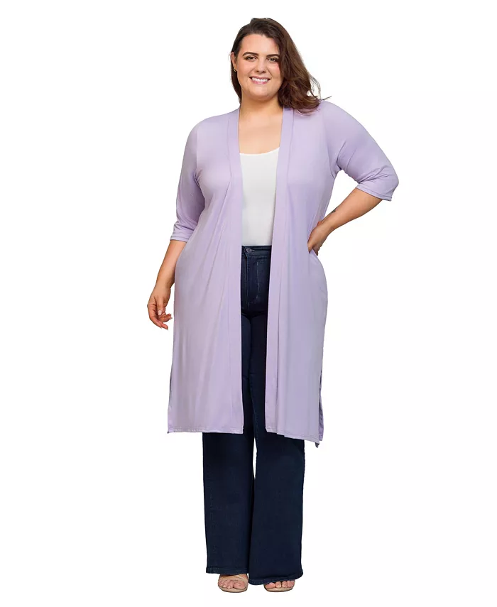 Кардиган-свитер больших размеров длиной до колена 24seven Comfort Apparel, фиолетовый
Кардиган-свитер больших размеров длиной до колена 24seven Comfort Apparel, фиолетовый