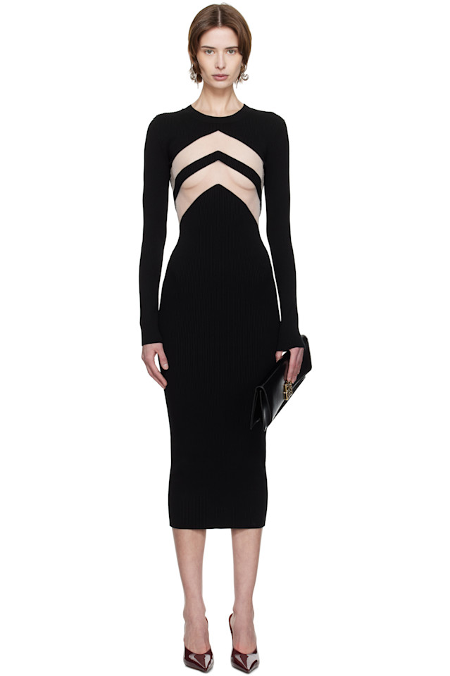 Миди-платье с шевронами Jean Paul Gaultier, черный 
Миди-платье с шевронами Jean Paul Gaultier, черный