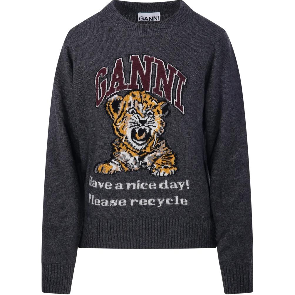 Графитовый свитер с тигром GANNI, серый
Графитовый свитер с тигром GANNI, серый