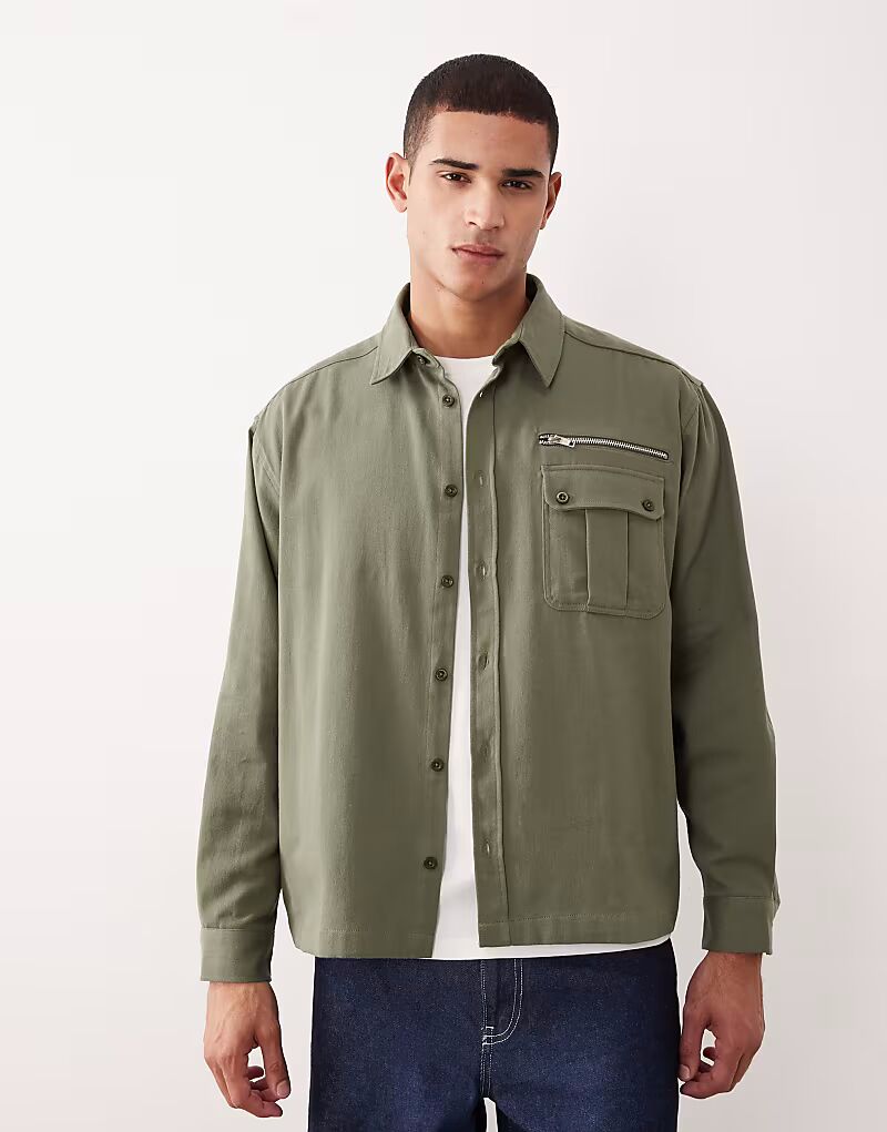 Рубашка свободного кроя из твила цвета хаки с молнией Asos Design
Рубашка свободного кроя из твила цвета хаки с молнией Asos Design