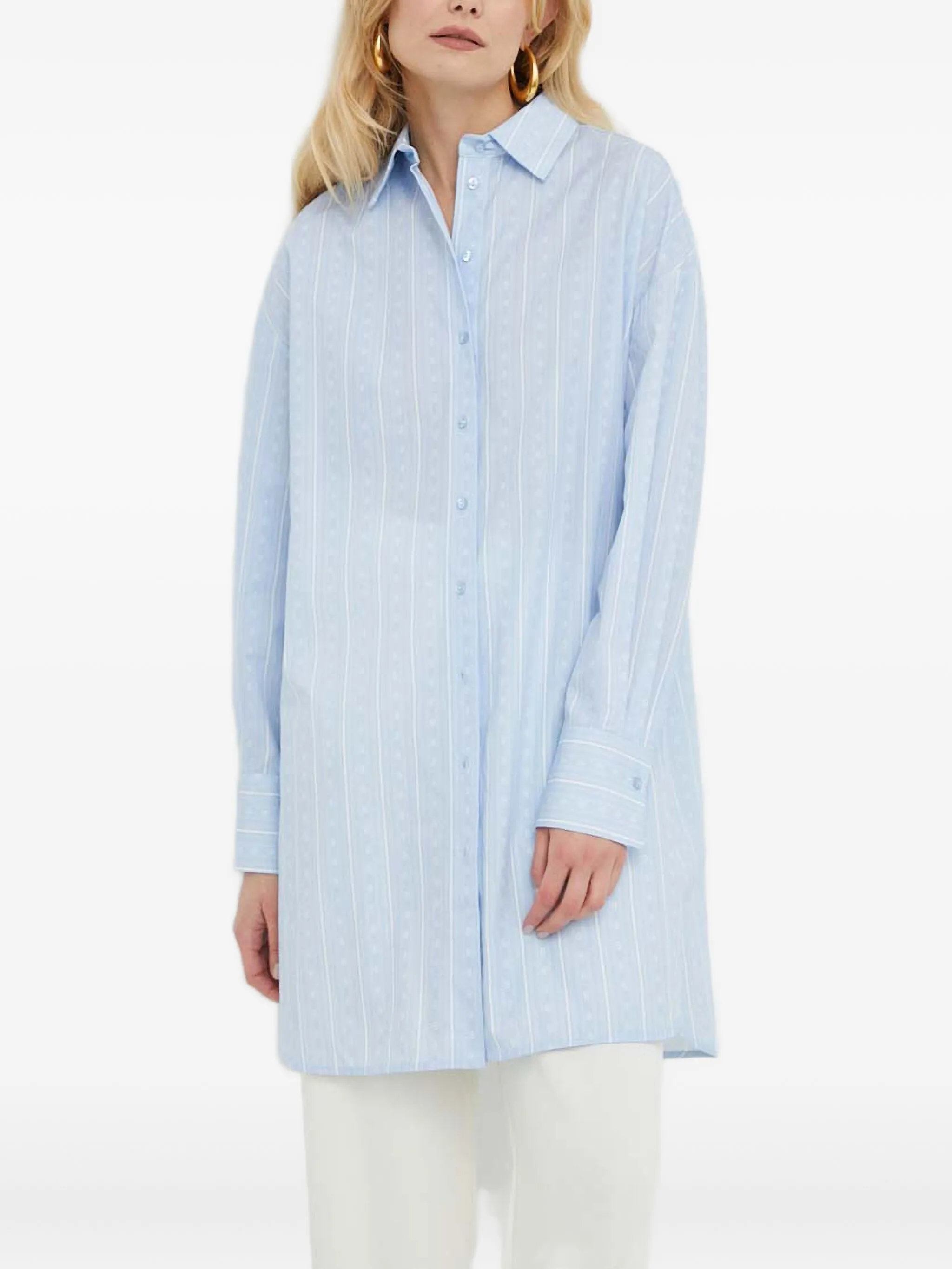 Полосатая рубашка на пуговицах Twinset, синий
Полосатая рубашка на пуговицах Twinset, синий