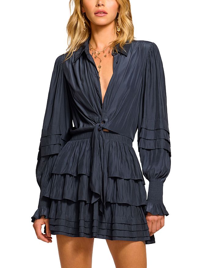 Мини-платье Entela с воротником, пуговицами спереди и завязкой на талии Ramy Brook, синий
Мини-платье Entela с воротником, пуговицами спереди и завязкой на талии Ramy Brook, синий