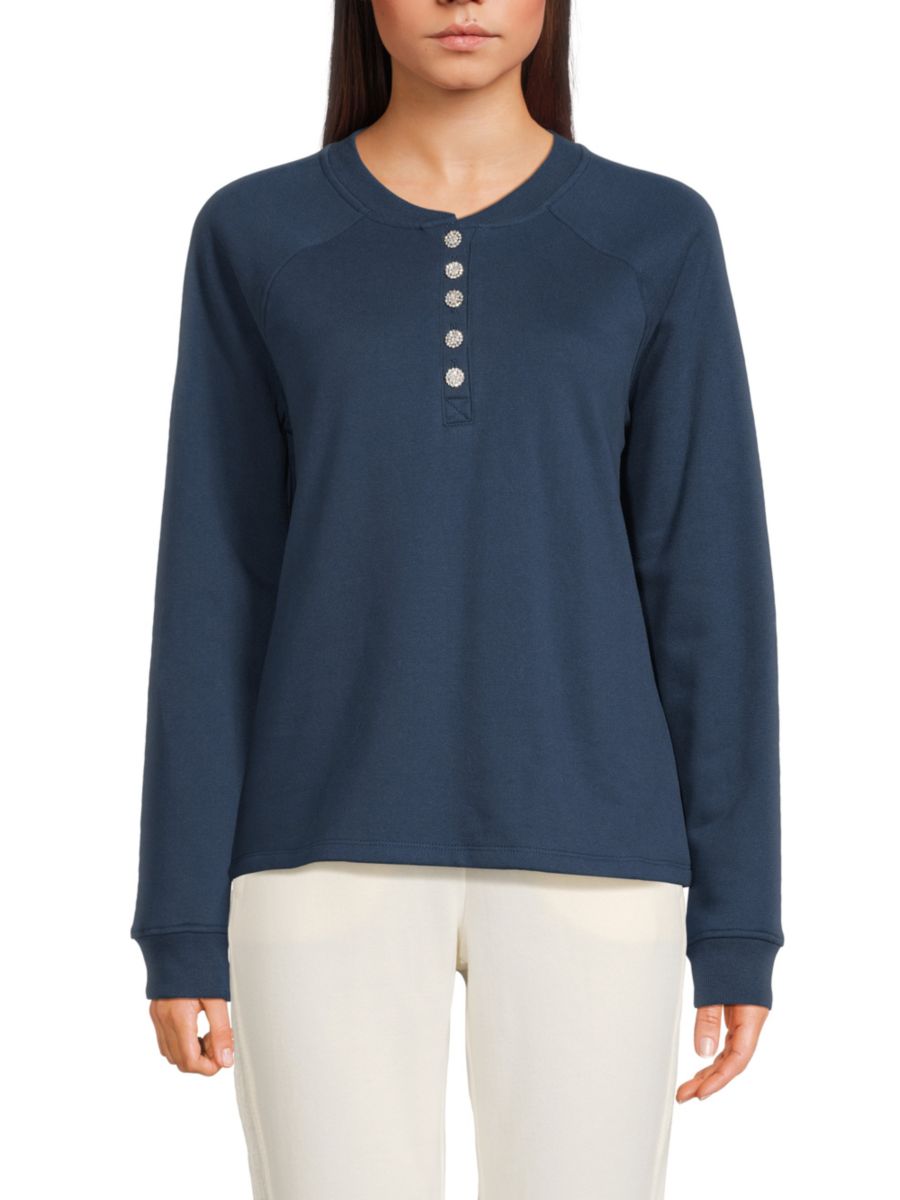 Флисовая толстовка с рукавами реглан Andrew Marc, синий 
Флисовая толстовка с рукавами реглан Andrew Marc, синий