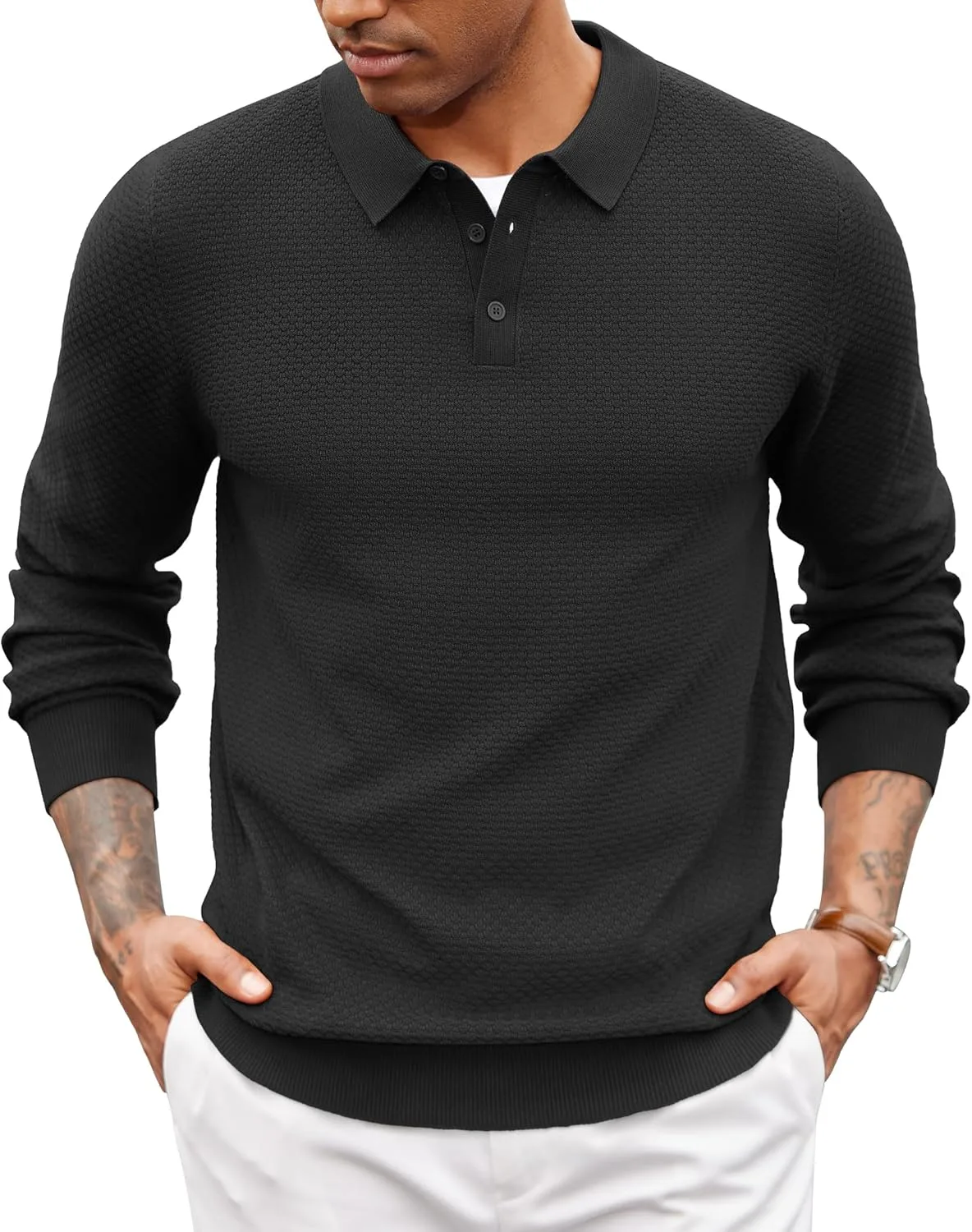 COOFANDY мужской вязаный поло свитер с длинным рукавом и отложным воротником
COOFANDY мужской вязаный поло свитер с длинным рукавом и отложным воротником