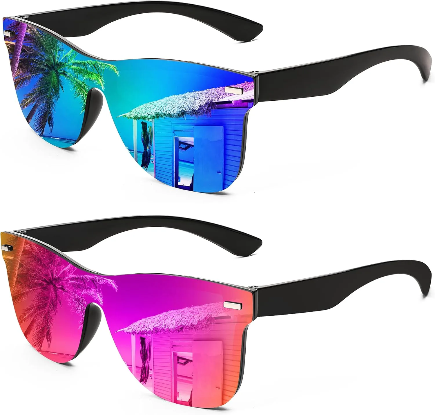 FEISEDY Модные солнцезащитные очки без оправы с зеркальными линзами, цельные линзы, светоотражающие линзы, артикул B4114, (2 Pack)blue Green Mirror & Purple Mirror
FEISEDY Модные солнцезащитные очки без оправы с зеркальными линзами, цельные линзы, светоотражающие линзы, артикул B4114, (2 Pack)blue Green Mirror & Purple Mirror