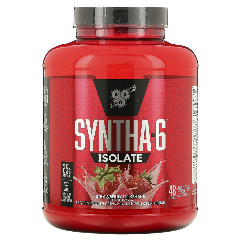 BSN, Syntha-6, изолят, протеиновая смесь для приготовления напитка, клубничный молочный коктейль, 1,82 кг (4,02 фунта)
BSN, Syntha-6, изолят, протеиновая смесь для приготовления напитка, клубничный молочный коктейль, 1,82 кг (4,02 фунта)