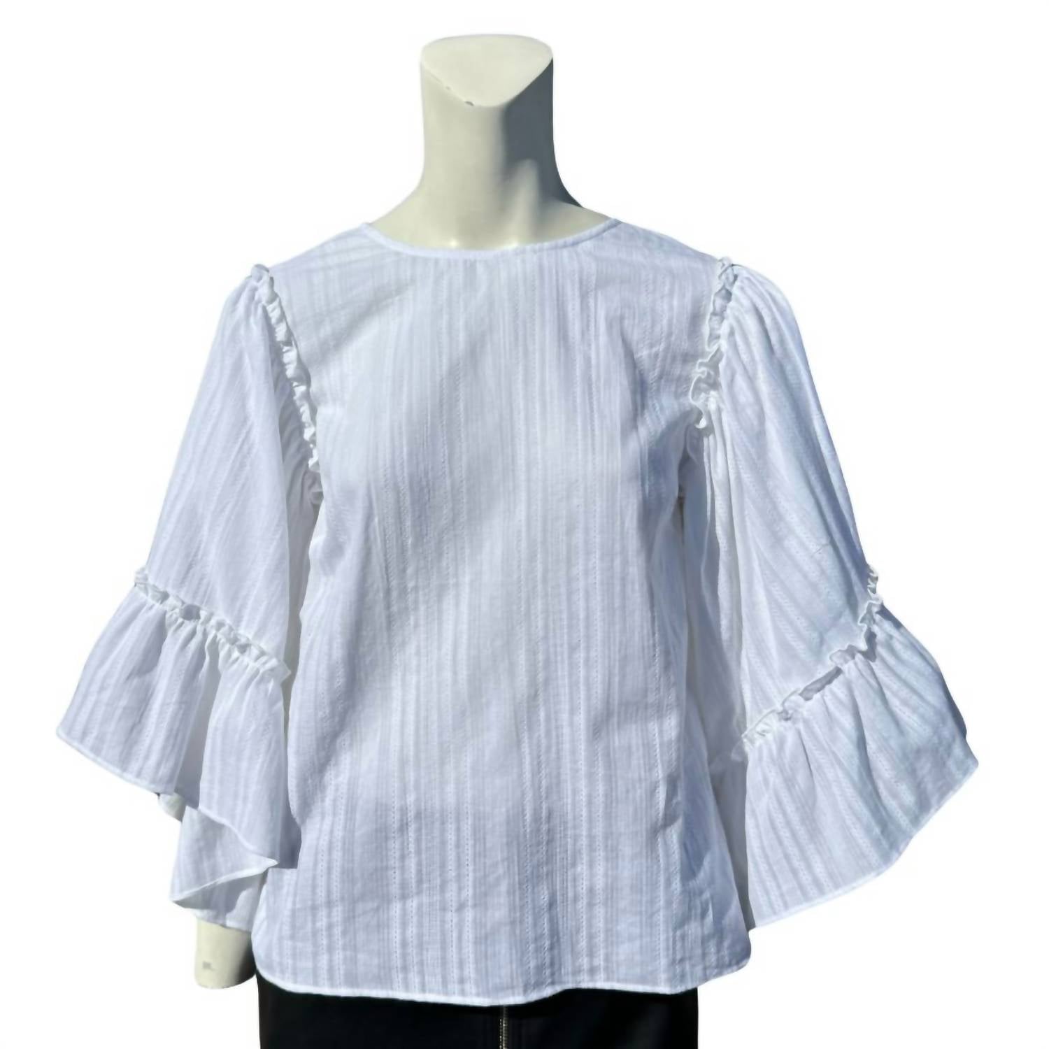 Топ с оборками на рукавах белого цвета English Factory
Топ с оборками на рукавах белого цвета English Factory